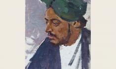 Лев Русов. Молодой индиец в тюрбане. Карт.м.,49,5х35. 1957