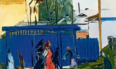 Арсений Семёнов. Синие ворота во Пскове. Карт.м.,35х48,5. 1958