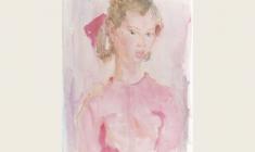 Мария Зубреева. Девочка в розовом. Бум.,акв.,61х40. 1965